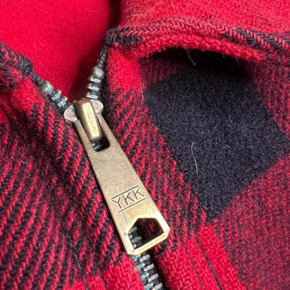 Vintage Woolrich Buffalo Plaid Wool Jacket Red Black USA Made Hunting Coat M - Picture 11 of 13